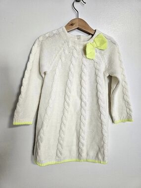 🧸2/20$ Gymboree Cable Knit Sweater Dress White Girls 3T Bow
